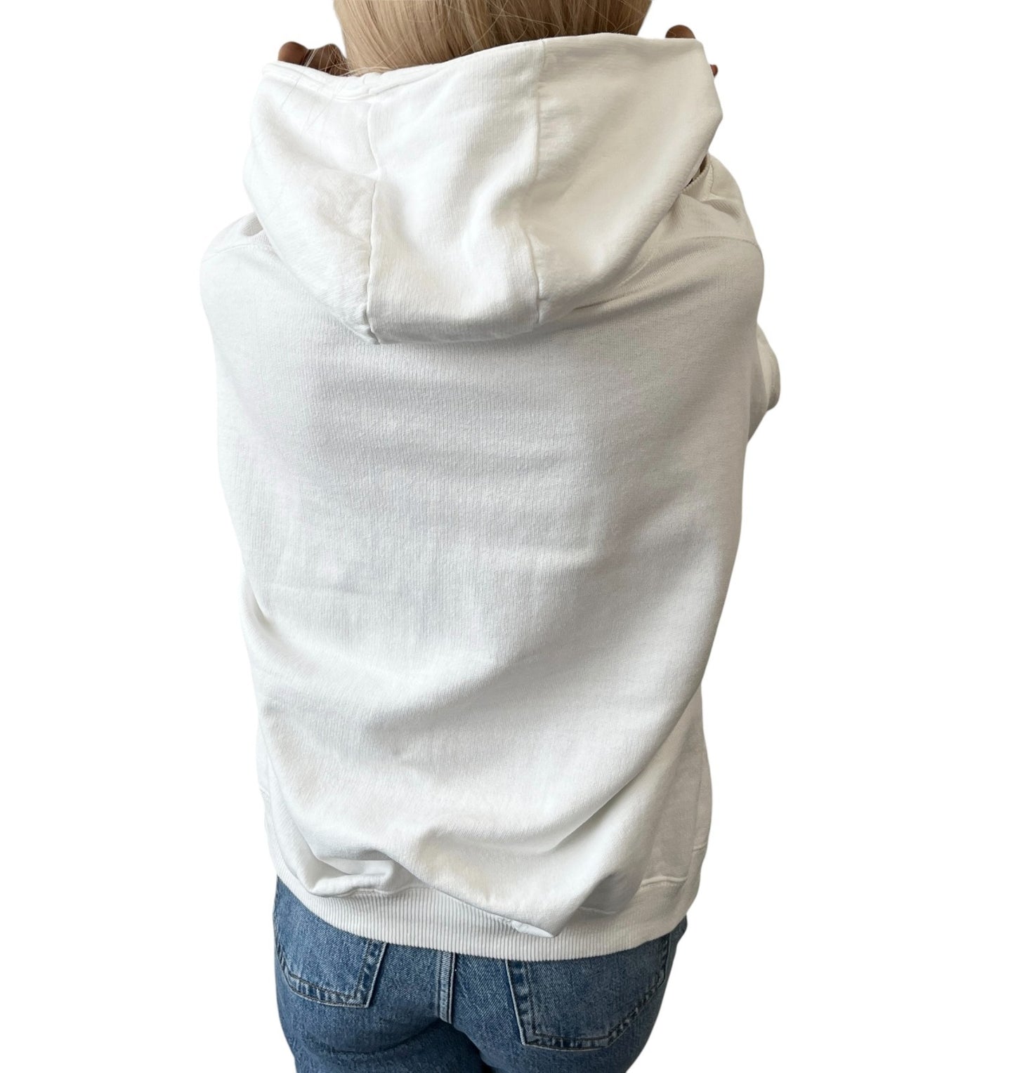 CHANEL Vintage CC Mark Logo Hoodie Sweatshirt Pullover Top White Black Cotton