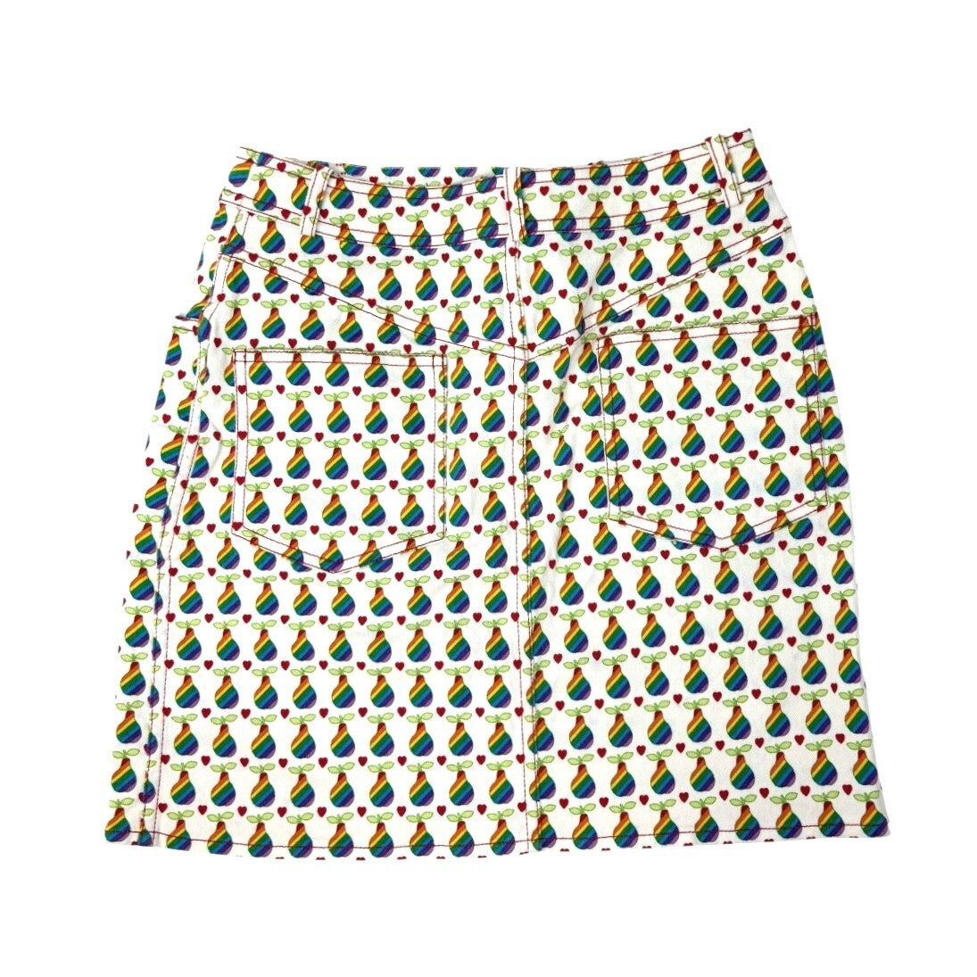 Christian Dior Vintage 2002 Logo Short Skirt #36 Cotton White Multicolor Pear