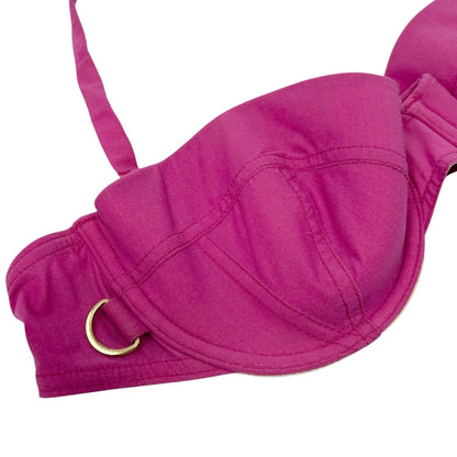 Christian Dior Vintage Logo Gold Chain Bikini Swimwear #36 Pink Nylon 901862