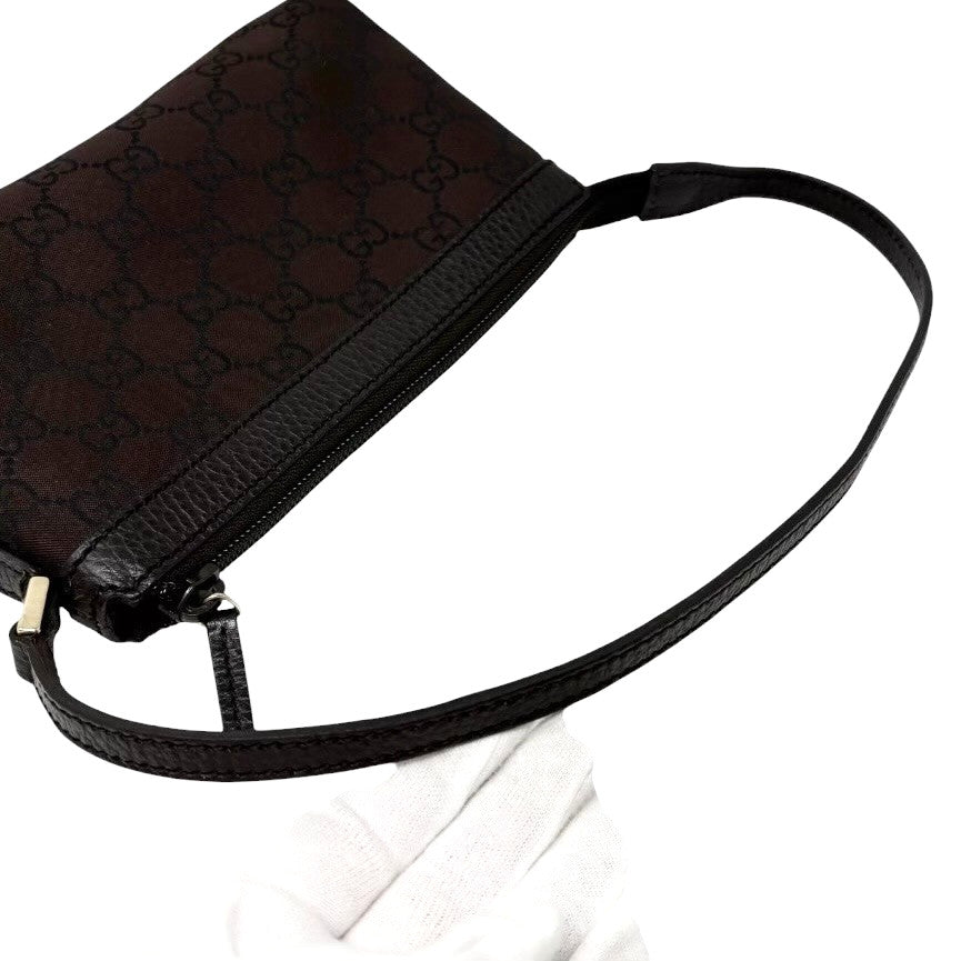 GUCCI Vintage GG Monogram Mini Shoulder Bag Pochette Brown Nylon 902311