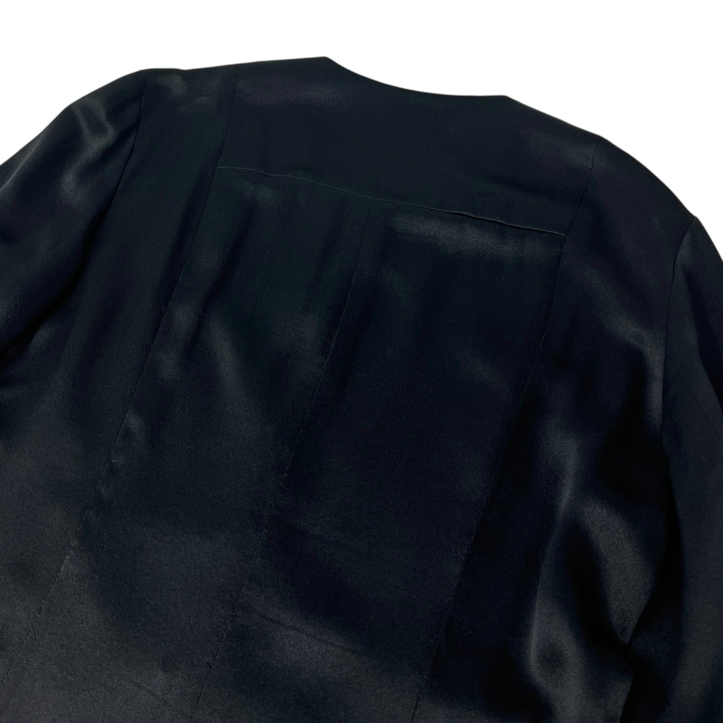 CHANEL Vintage 94A CC Logo Silk Shirt Top #38 Blouse Button V-neck Black Gold
