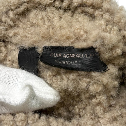 CHANEL Vintage Big CC Logo Shearling Trim Leather Gloves #7 Brown 901931