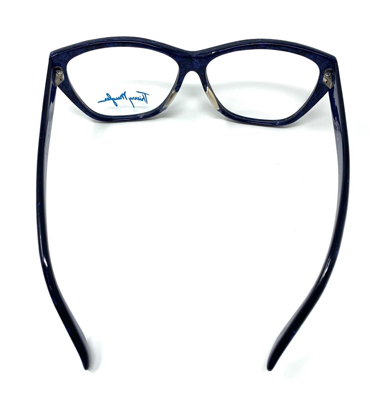 THIERRY MUGLER Vintage Logo Sunglass Shades Accessory Marble Pattern Blue RankAB