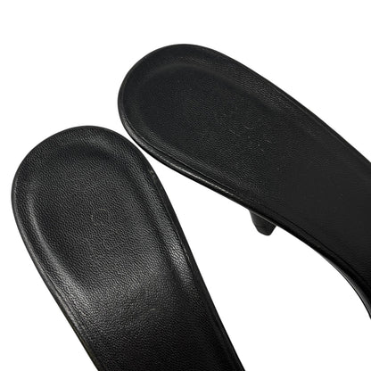 GUCCI Vintage GG Monogram Logo Sandals Heels #36-36.5 Black Canvas Leather