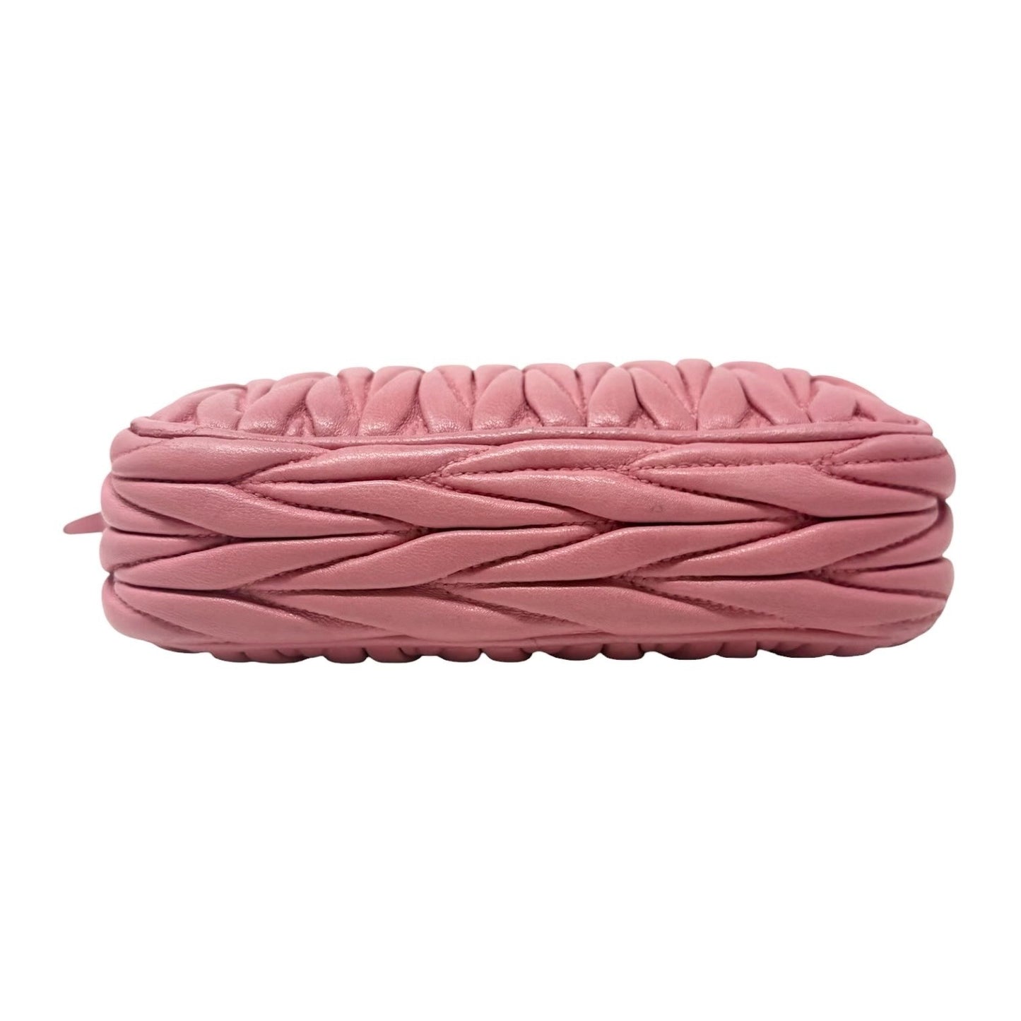 miu miu Vintage Logo Matelasse Leather Mini Double Zip Bag Pink Gold 902277