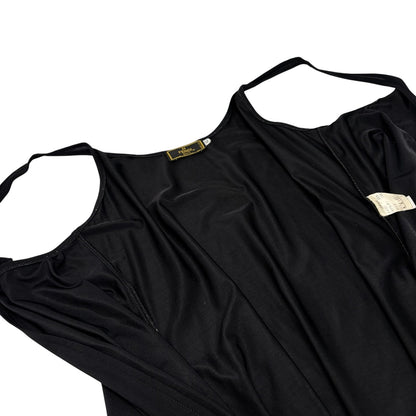 FENDI Vintage FF Logo Sleeveless Dress One-piece #42 Black Silver Nylon 901809