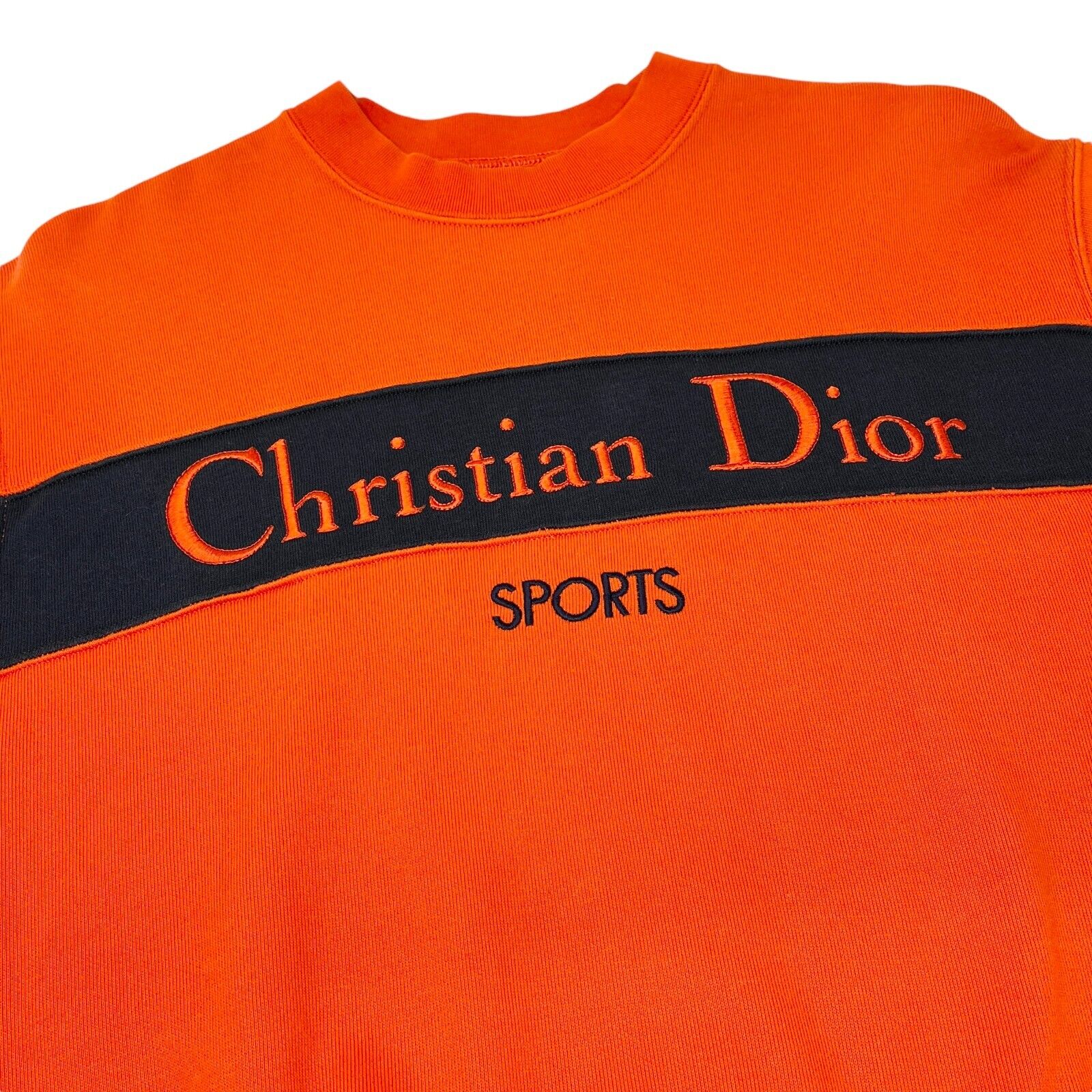 Christian Dior Sports Vintage Big Logo Sweatshirt Top #M Orange Black Rank AB+