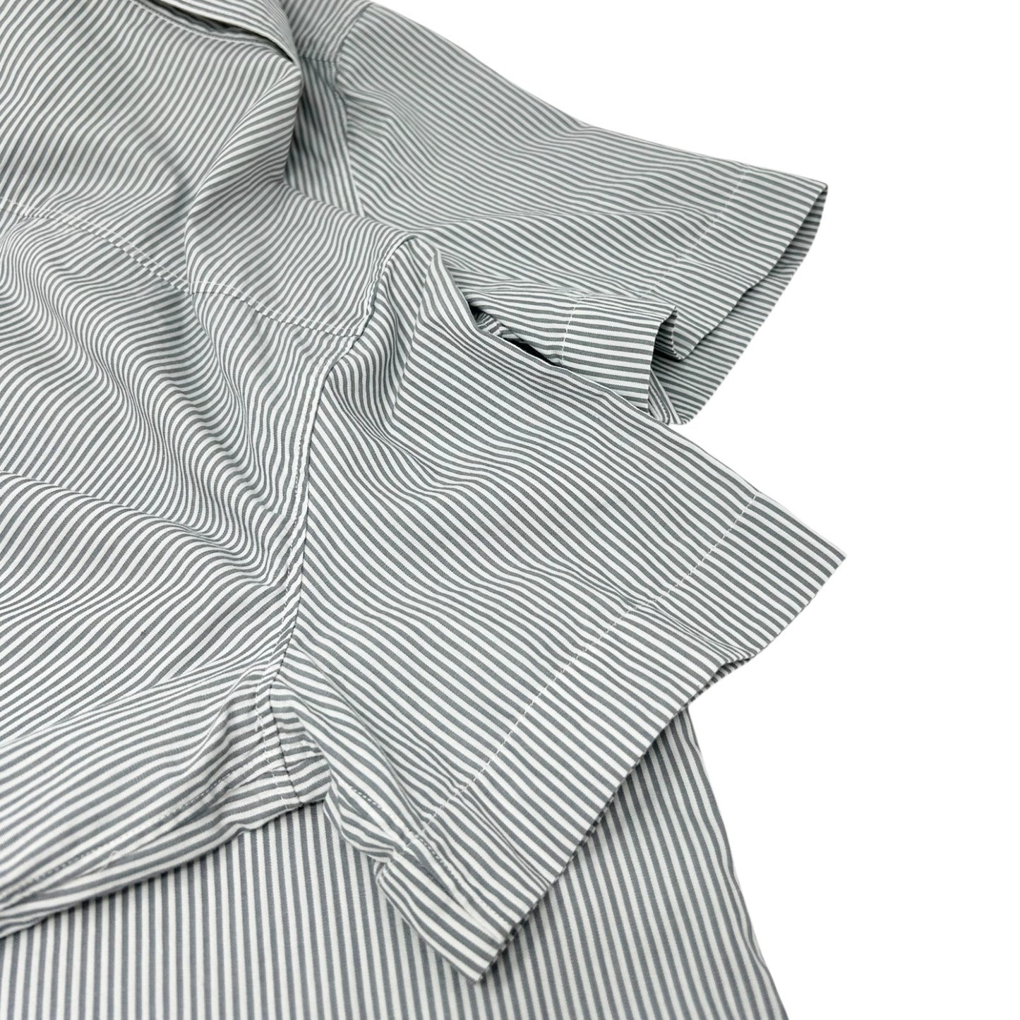 CHANEL Vintage 99P CC Logo Short Sleeve Shirt #40 Stripe Blouse Top Gray Pocket
