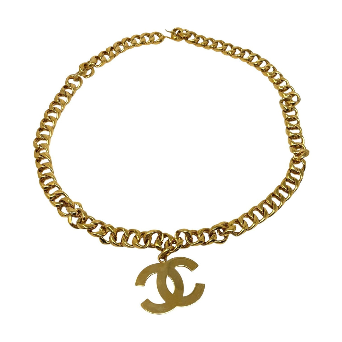 CHANEL Vintage 93P CC Logo Chain Waist Belt Accessory Gold Metal 902396