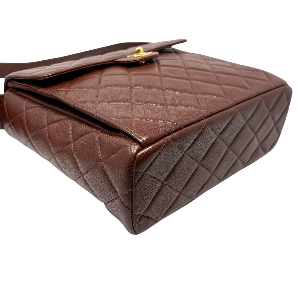 CHANEL Vintage CC Turnlock Quilted Flap Crossbody Bag Brown Gold Leather 902843
