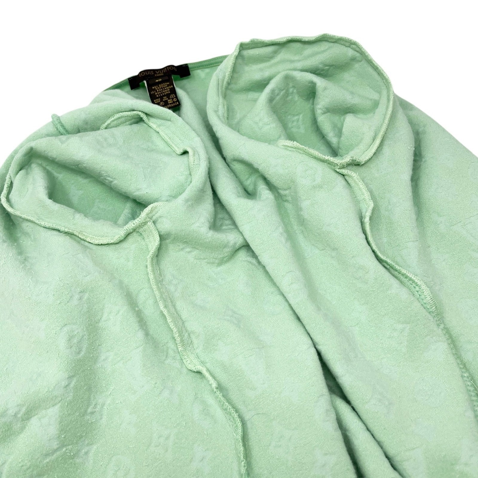 LOUIS VUITTON Vintage LV Monogram Zipped Jacket #40 Light Green Cotton Velour