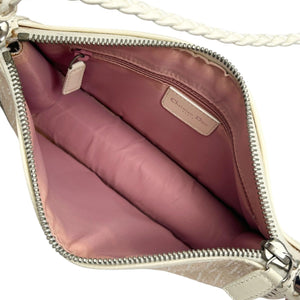 Christian Dior Vintage Trotter Monogram Logo Shoulder Bag Pink White Leather Zip