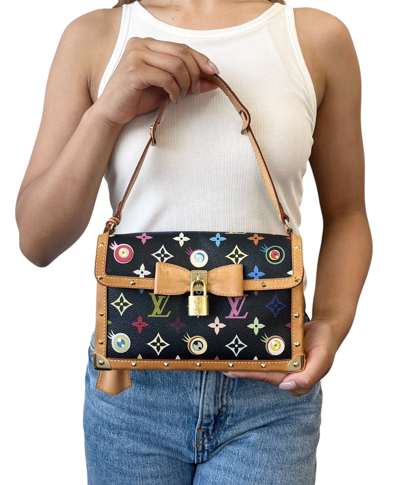 LOUIS VUITTON Vintage M92054 Eye Love Monogram Pochette Eye Miss You Bag Black