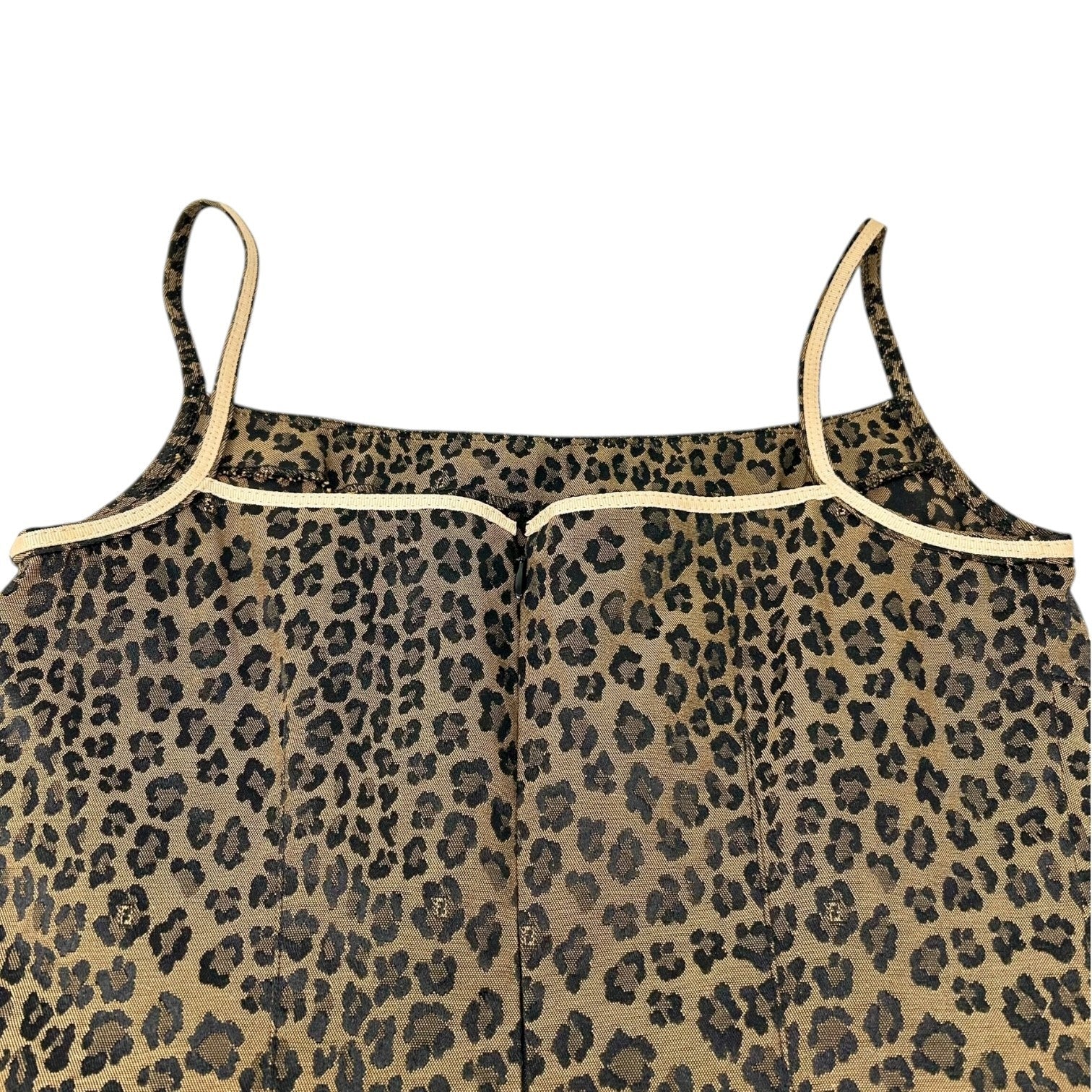 FENDI Vintage FF Logo Leopard Dress One-piece #44 Brown Black Sleeveless