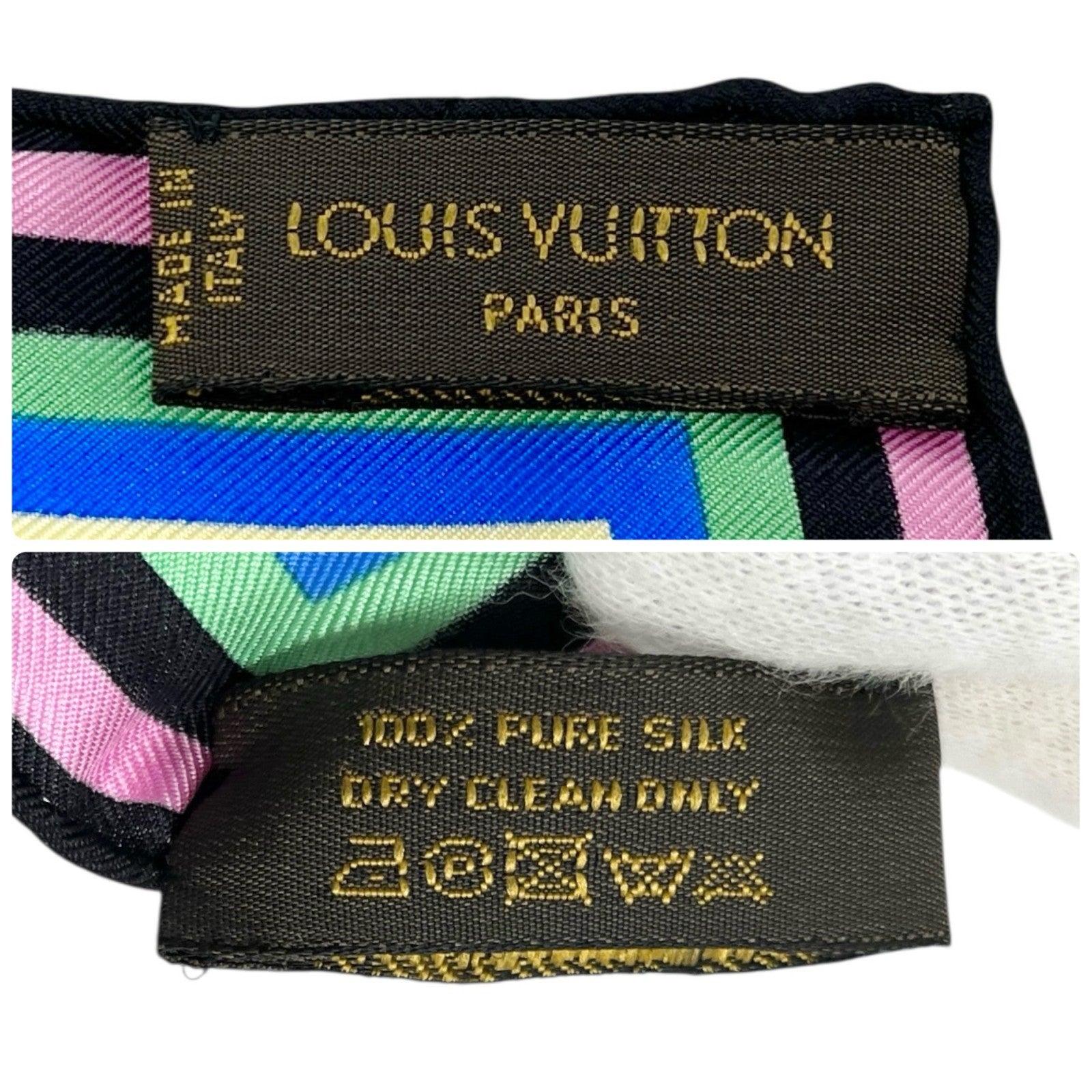 LOUIS VUITTON Vintage LV Logo Monogram Multicolor Scarf Wrap Top Black Silk