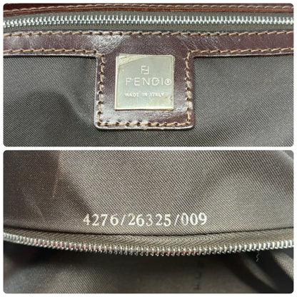 FENDI Vintage FF Mamma Baguette Pony Hair Shoulder Bag Brown Leather 902546