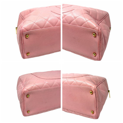 CHANEL Vintage Bic CC Logo Timeless Quilted Leather Boston Bag Pink 902272