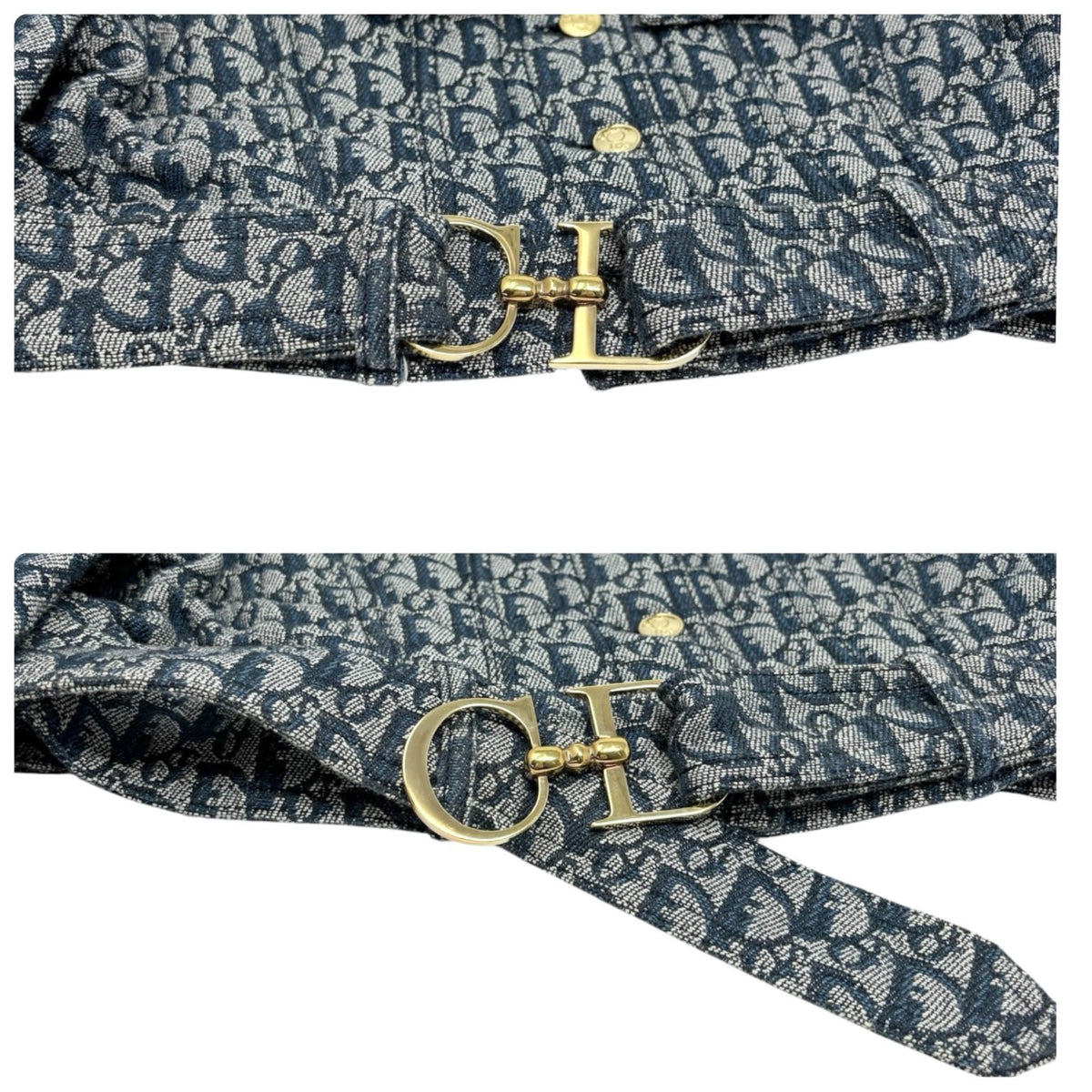 Christian Dior Vintage Trotter Monogram Belt Jacket #38 Blue Denim 902493