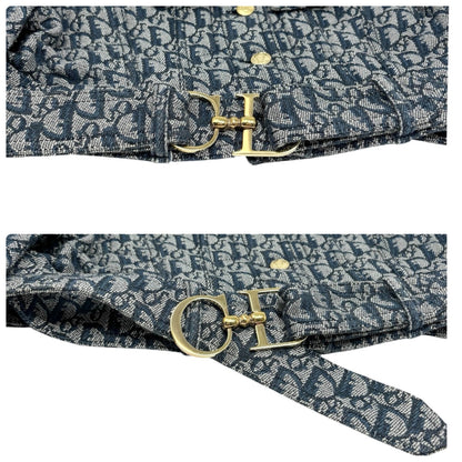 Christian Dior Vintage Trotter Monogram Belt Jacket #38 Blue Denim 902493