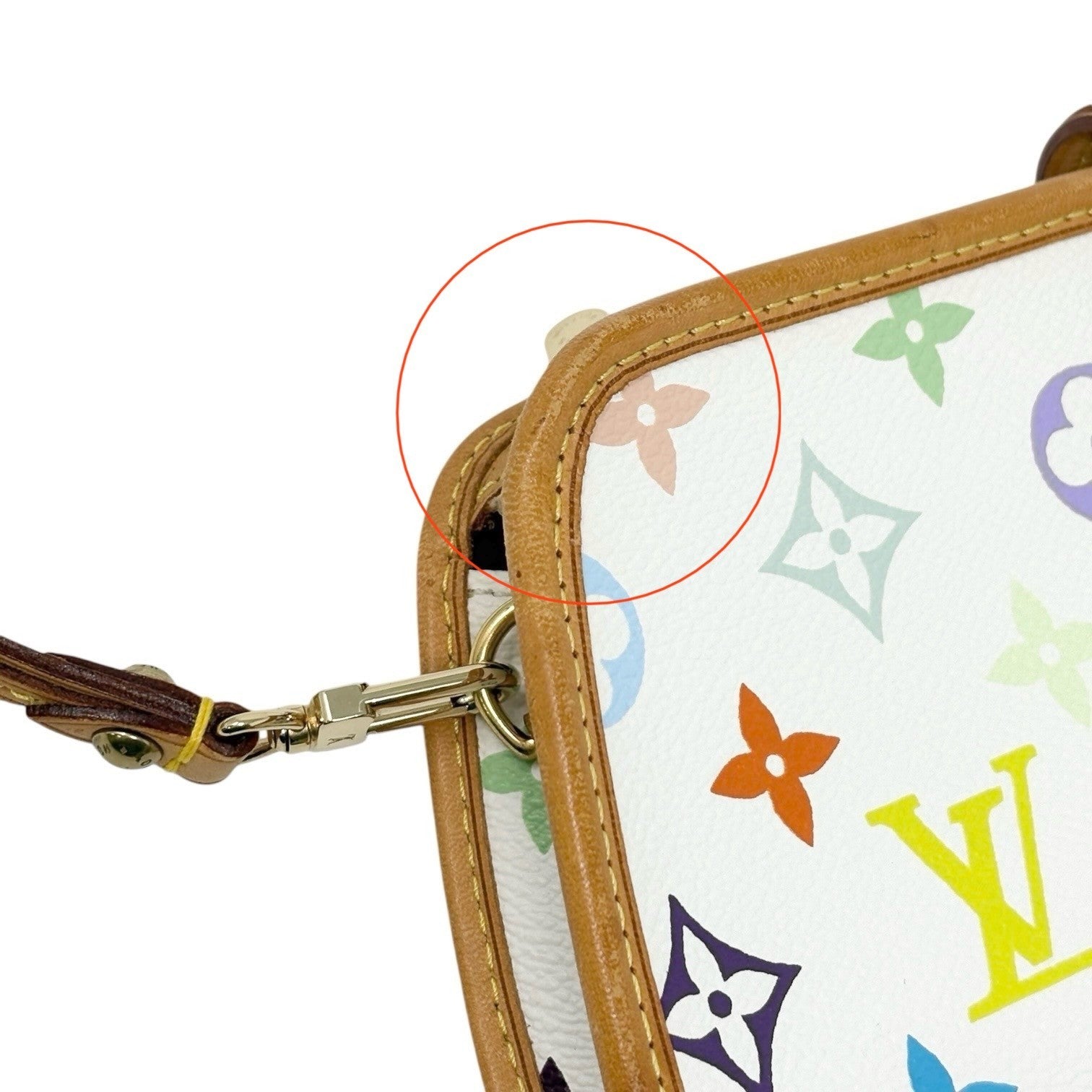 LOUIS VUITTON Vintage Monogram Multicolor Shirley Shoulder Bag White Leather