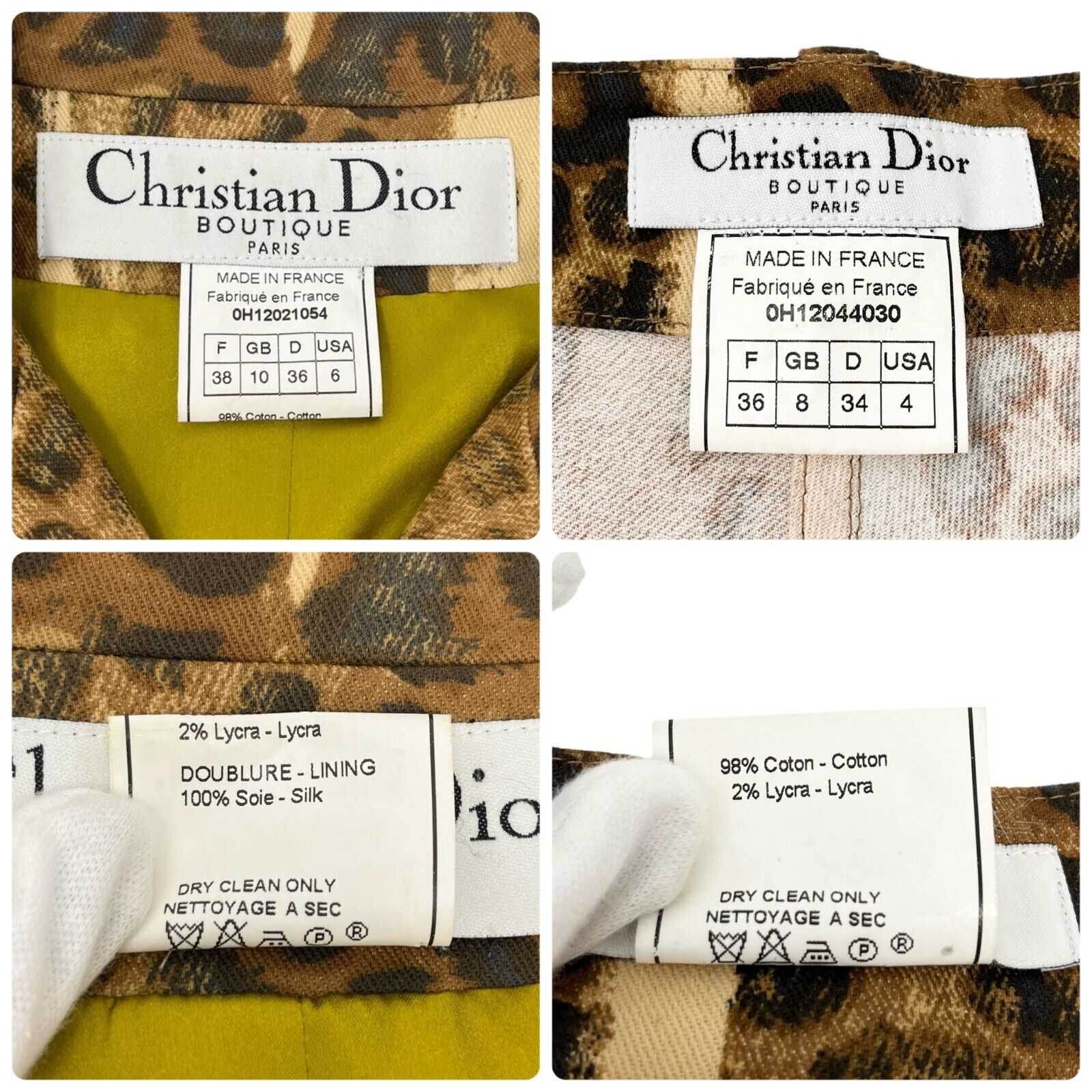 Christian Dior Logo Vintage Leopard Jacket Pants Set #36 #38 Cotton Rank AB