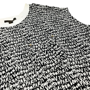 LOUIS VUITTON Vintage Logo Graffiti Tunic #M T-shirt Polynosic Black RankA