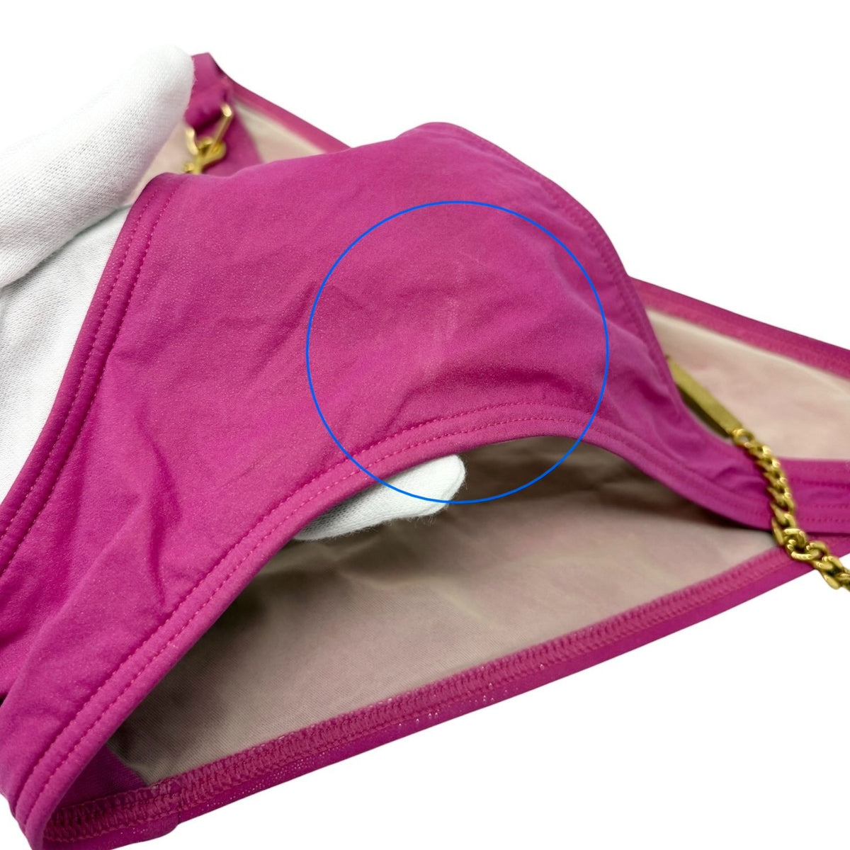 Christian Dior Vintage Logo Gold Chain Bikini Swimwear #36 Pink Nylon 901862