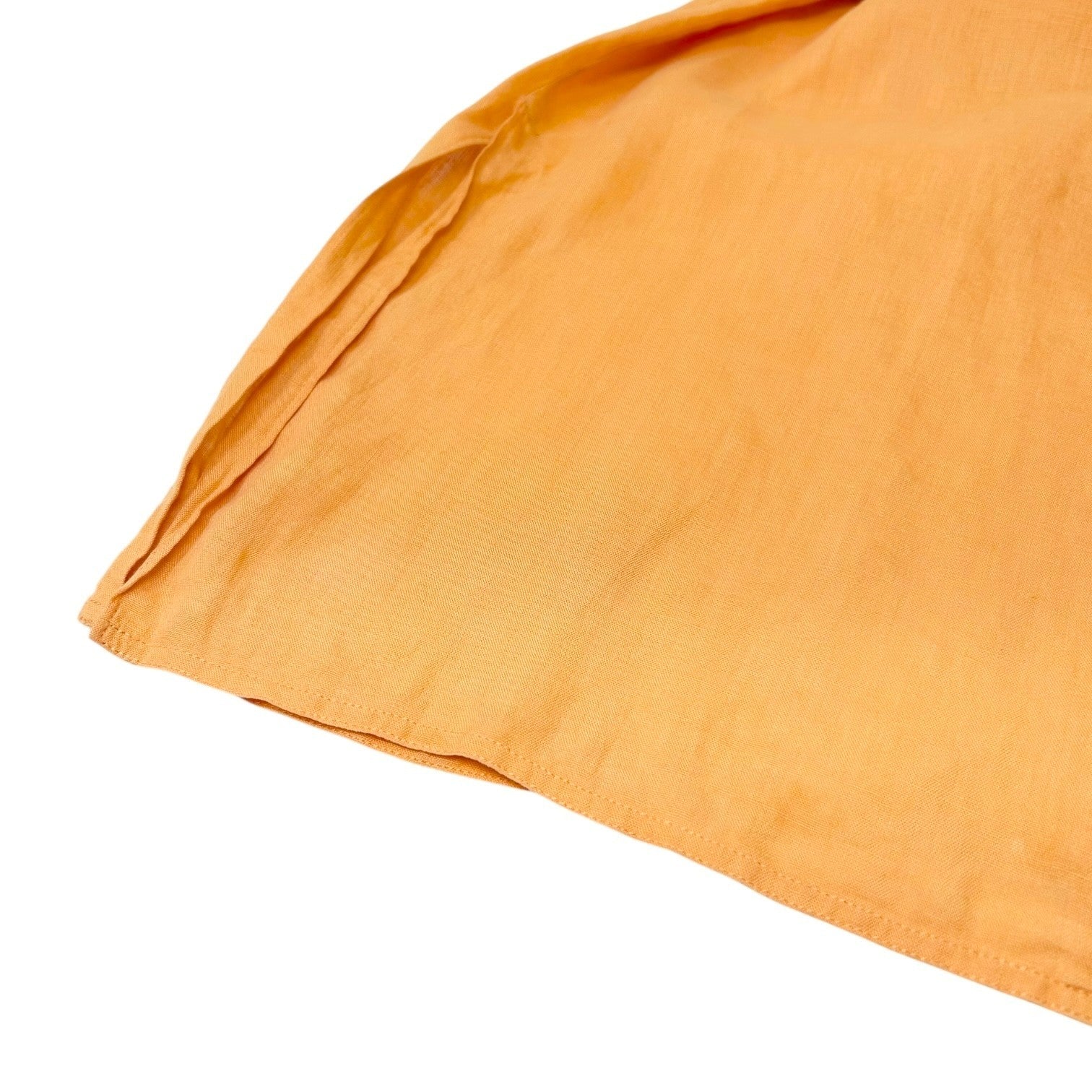 HERMES Vintage Logo Clou de Selle Button Up Shirt Top #36 Orange Gold Linen