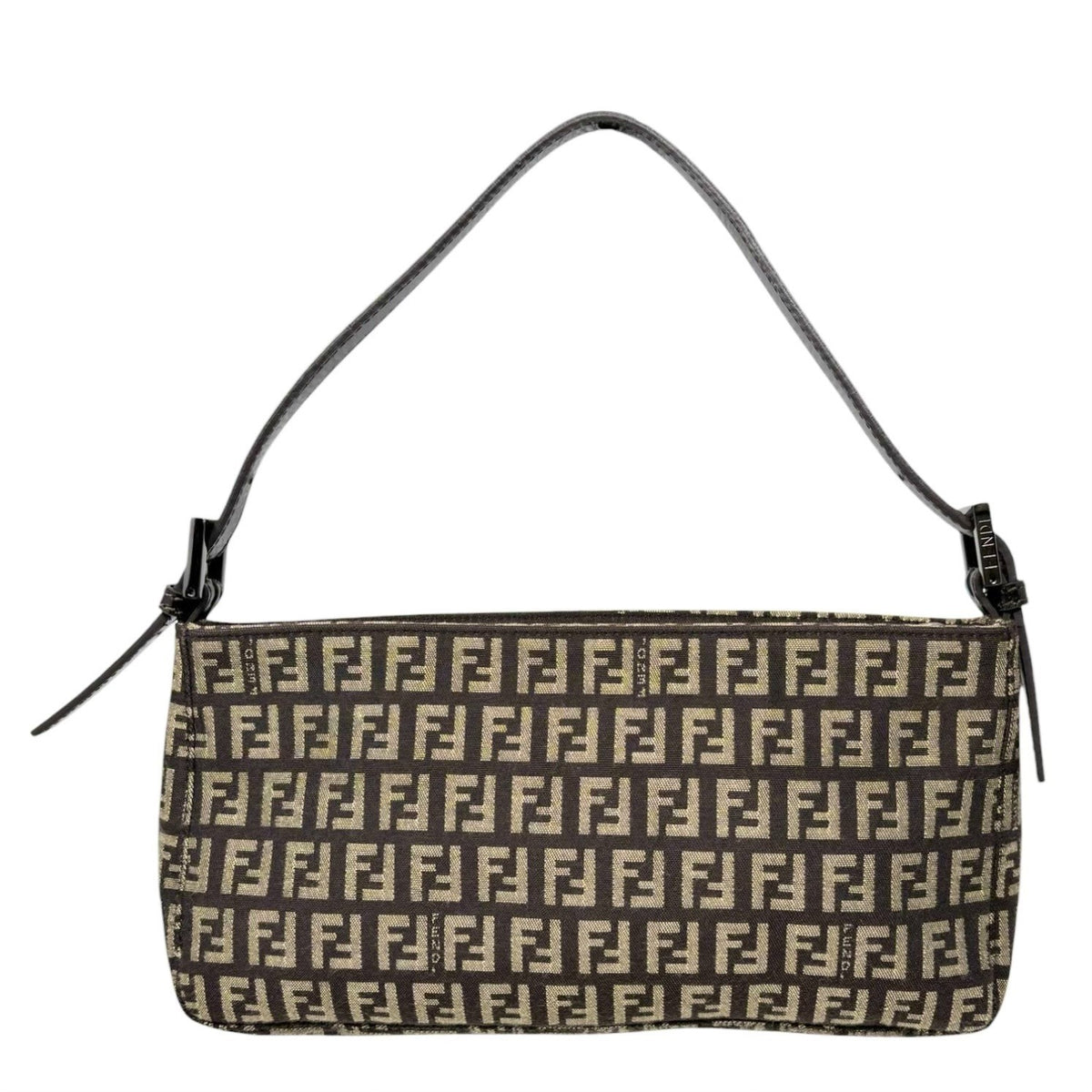 FENDI Vintage Zucchino Monogram Mini Shoulder Bag Brown Beige Canvas 902498