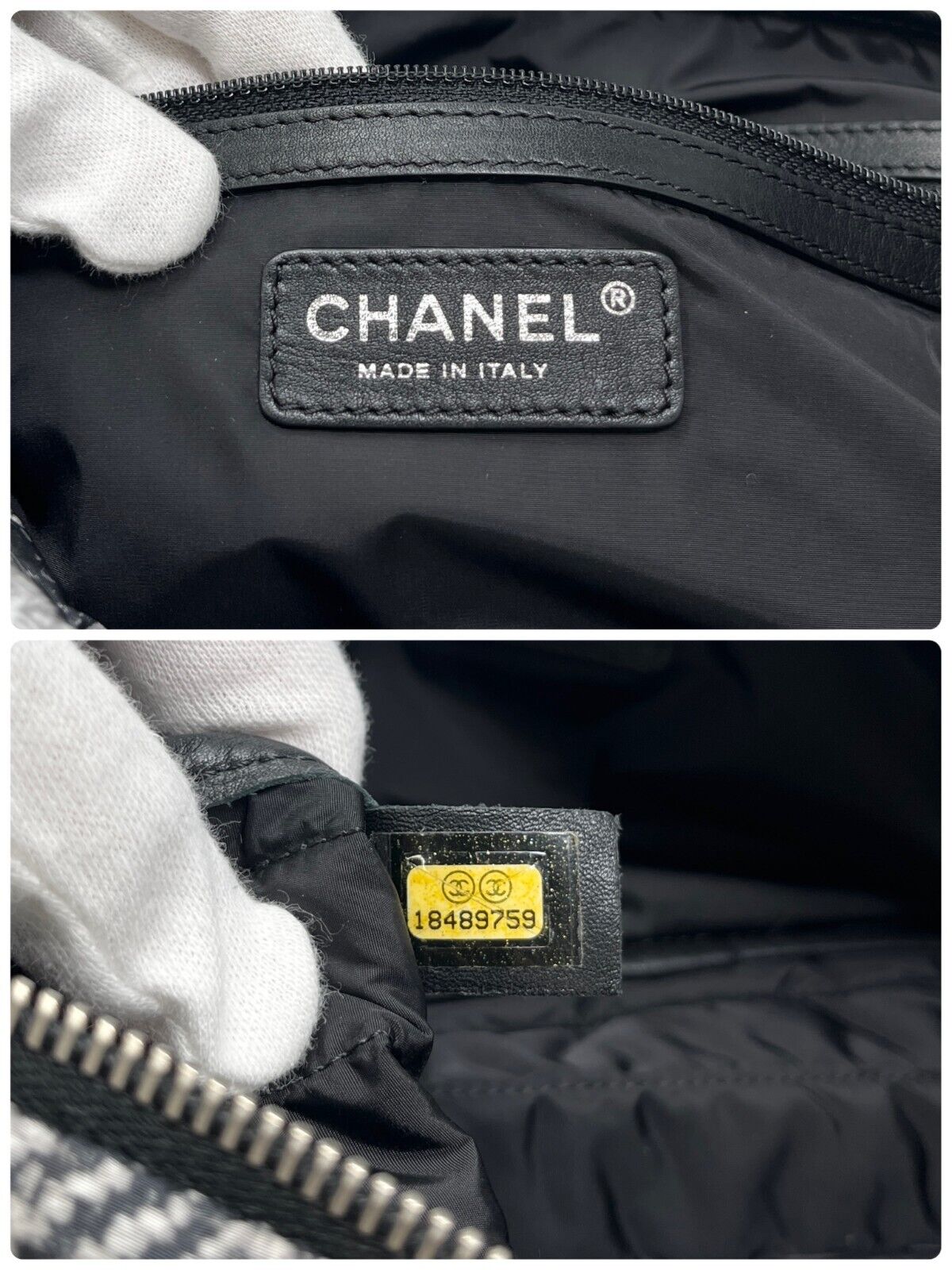 CHANEL Vintage CC Logo Matelasse Shoulder Bag With Pouch Black Silver Nylon