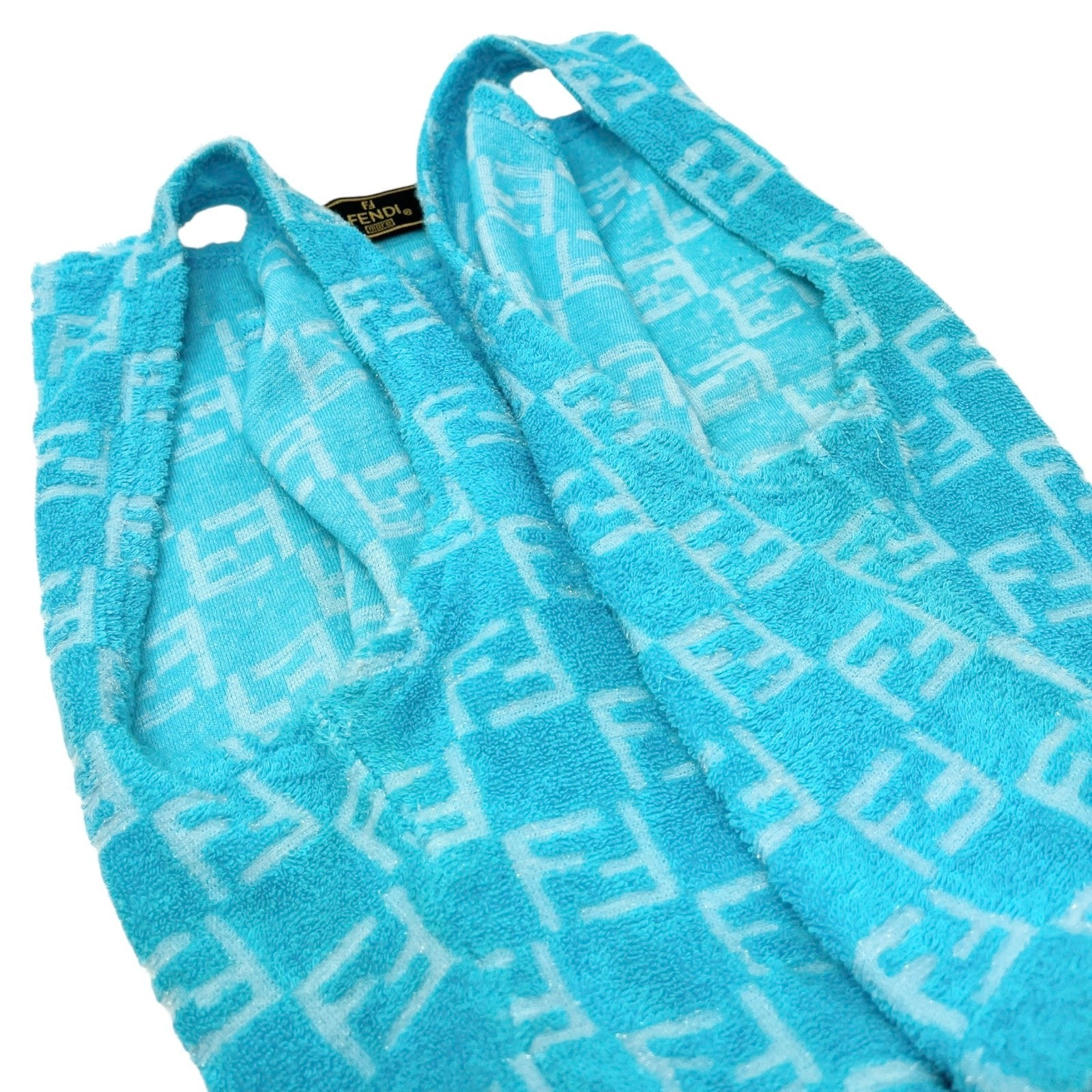 FENDI Vintage Zucchino Monogram Tank Top Short Pants Set #40 #44 Cropped Blue