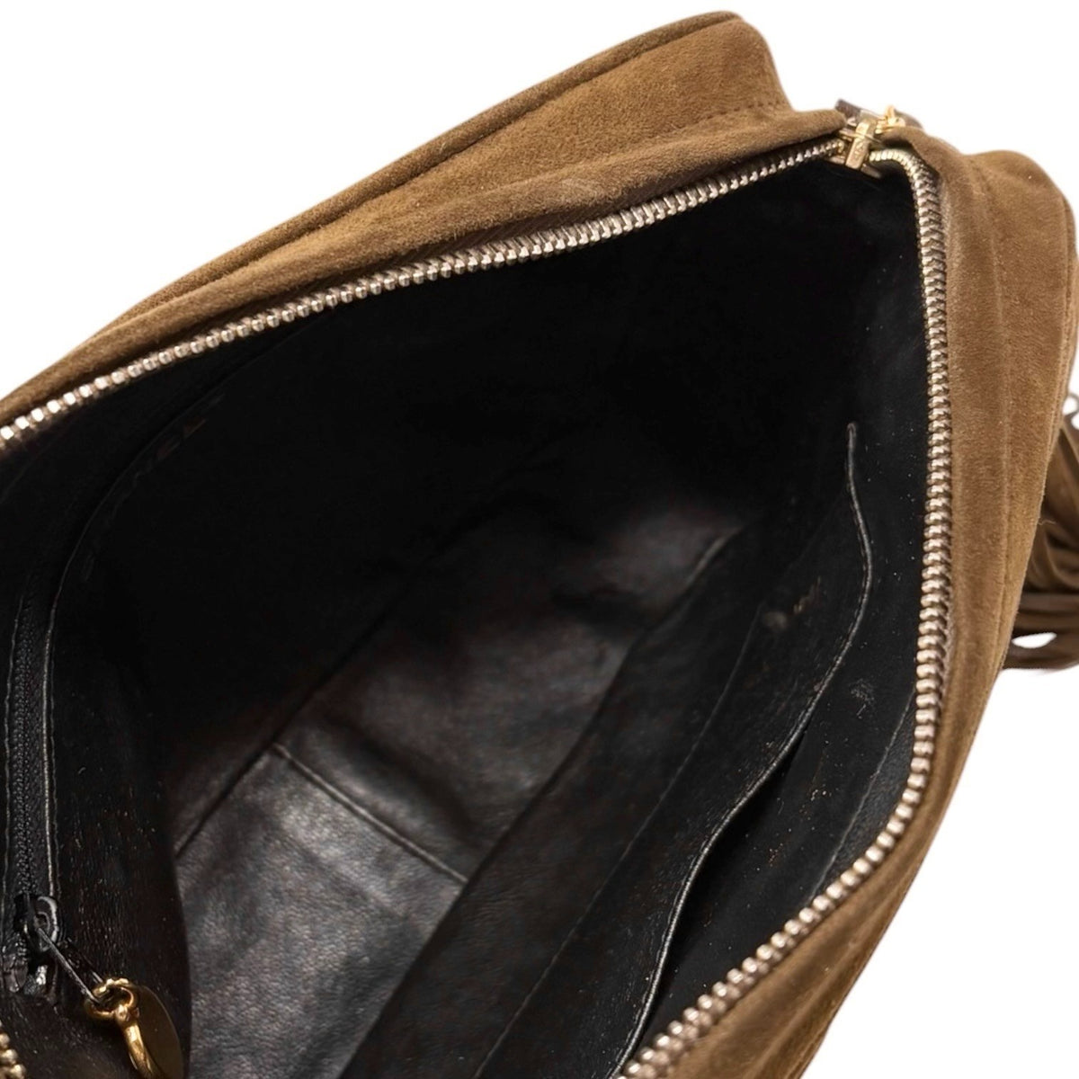 CHANEL Vintage CC Turnlock Quilted Chain Shoulder Bag Brown Gold Suede 902333