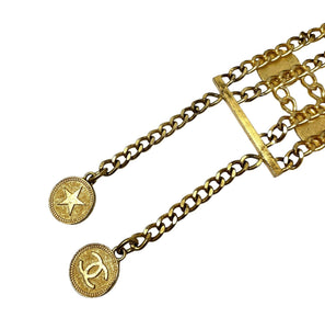 CHANEL Vintage 01P CC Logo Chain Belt Accessory Star Medal Gold Metal Rank AB