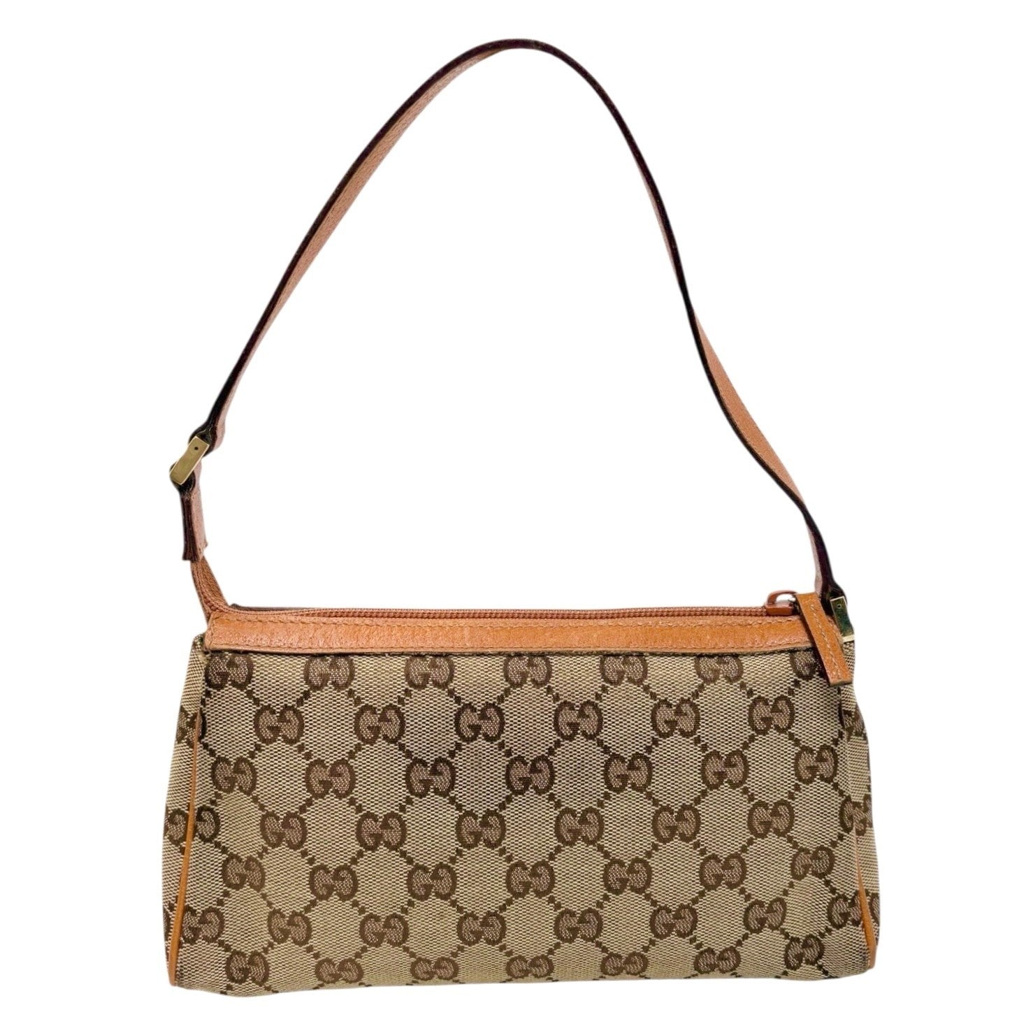 GUCCI Vintage GG Monogram Abbey Mini Shoulder Bag Pochette Camel Brown Canvas
