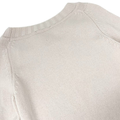 CHANEL Vintage P44576 CC Logo Cashmere Knit Sweater Top #34 Beige Ivory 901966