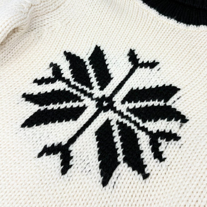 CHANEL Sport Vintage 08A CC Logo Snowflake Knit Turtleneck Sweater #38 901977