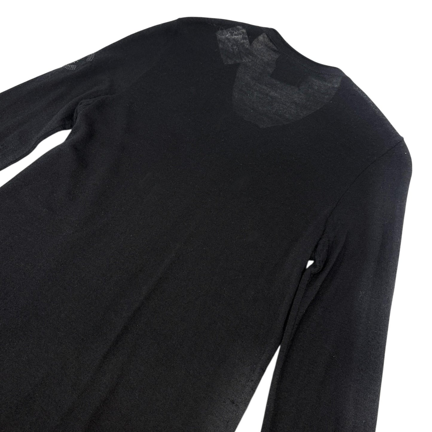 CHANEL Sport Vintage 09A CC Logo Cashmere Zipped Jacket #34 Sequins Black