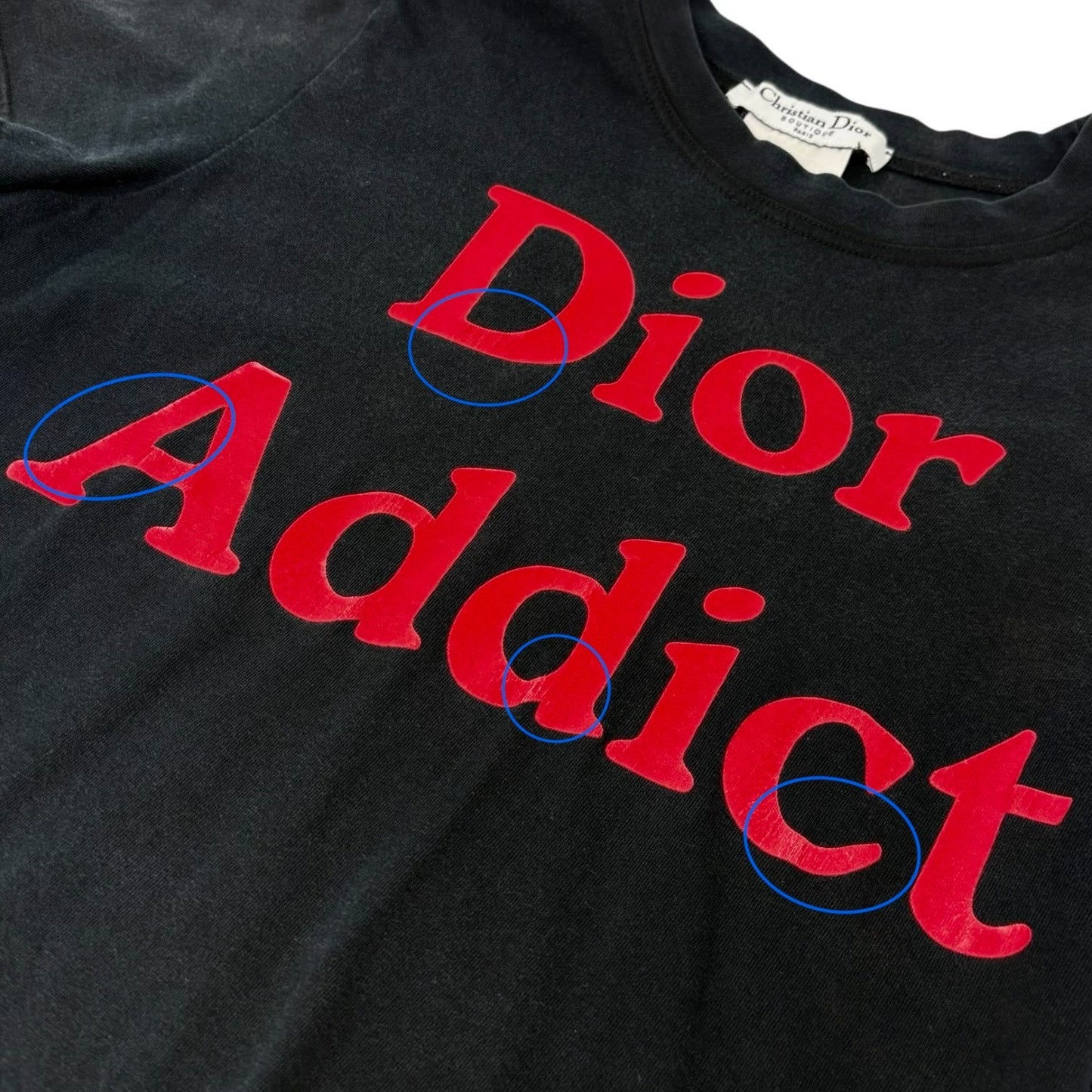Christian Dior Vintage 2002 Addict Big Logo T-shirt Top #42 Black Red 902214