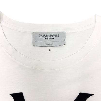 Yves Saint Laurent Vintage Logo Knit Top T-shirt #L White Black Cotton 902087