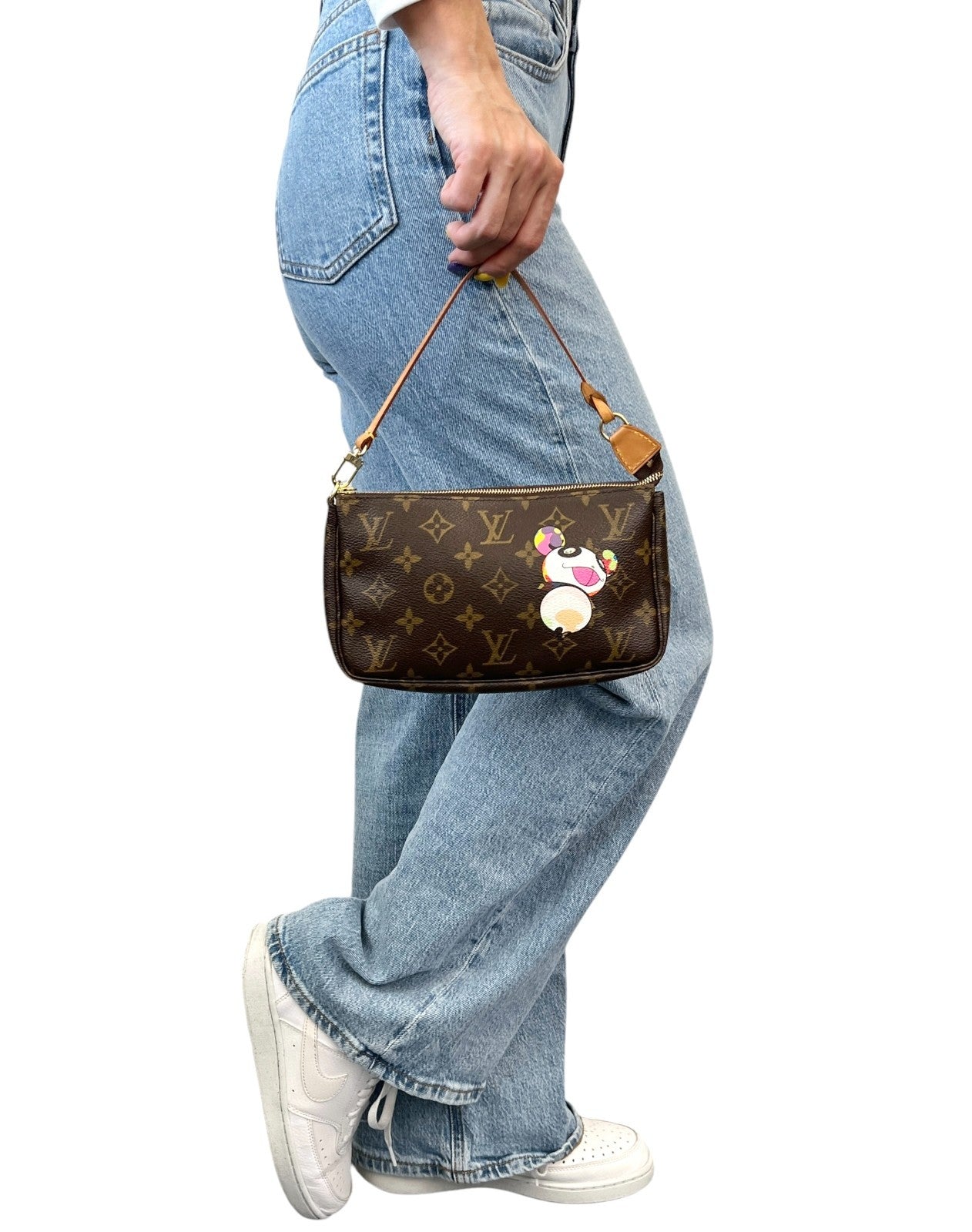 LOUIS VUITTON Vintage 2004 Murakami Monogram Panda Pochette Mini Bag Brown