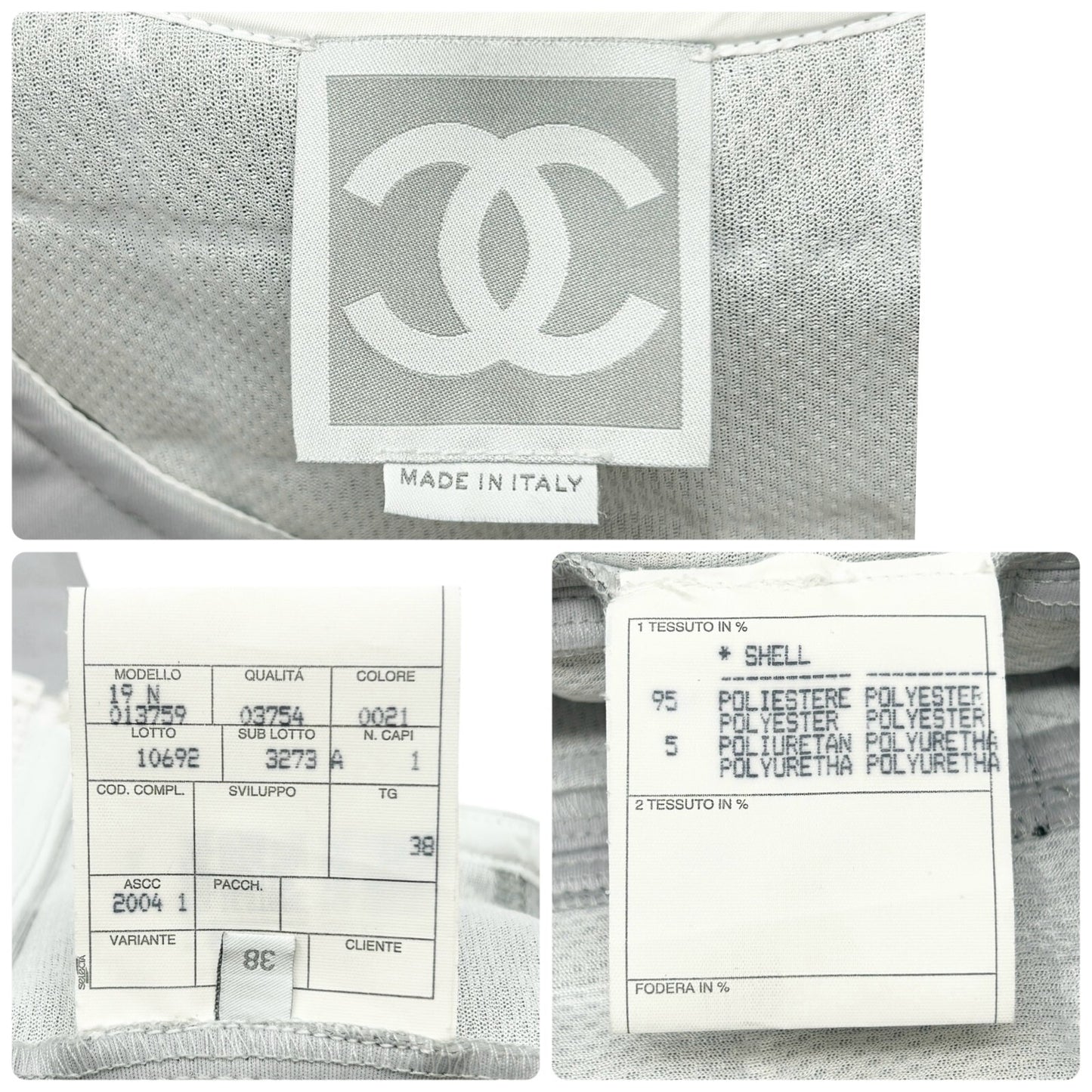 CHANEL Vintage 2004 CC Mark Logo Jacket Vest #38 Gray Black Polyester Zip
