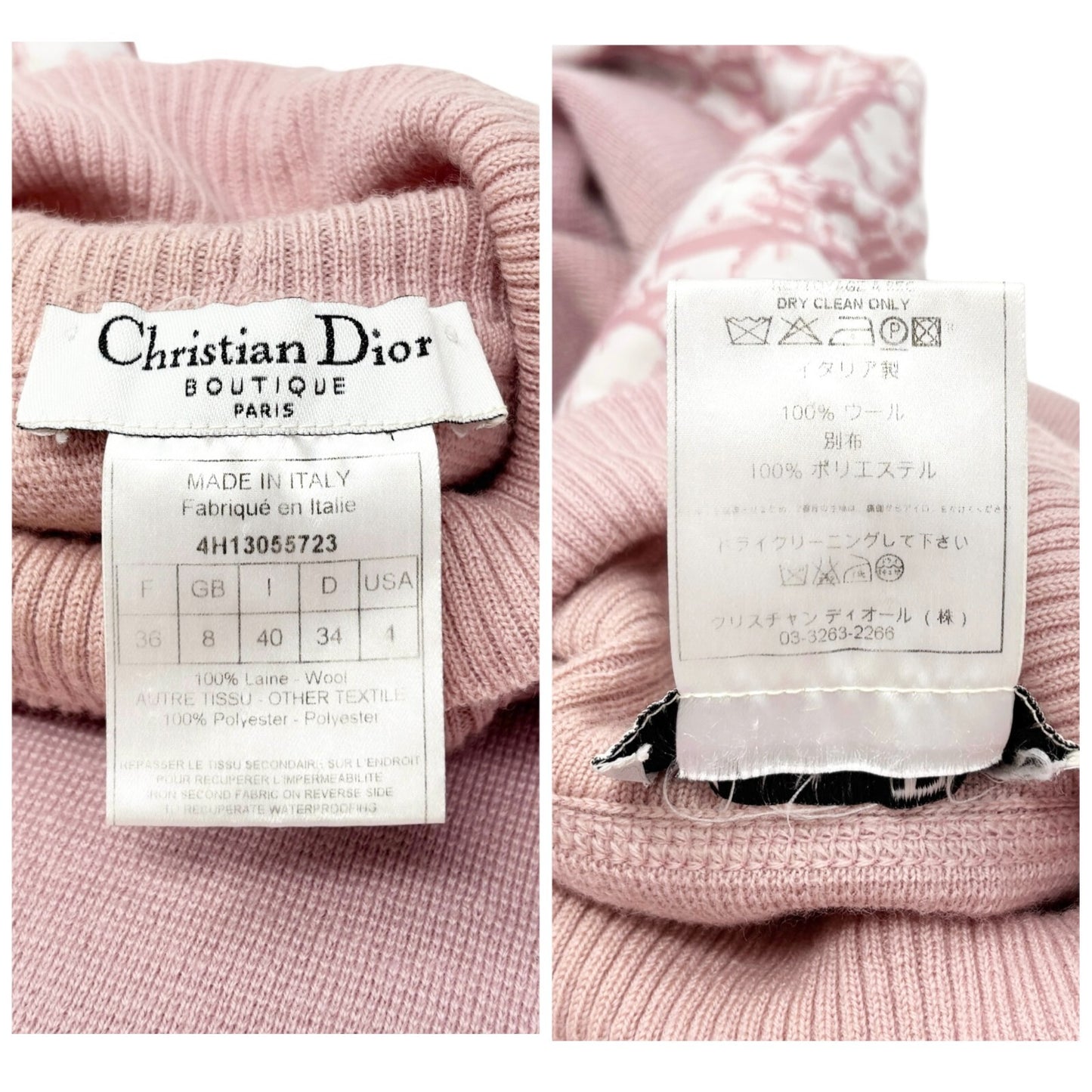 Christian Dior Vintage 2004 Trotter Monogram Ribbed Sweater #36 Knit Top Pink