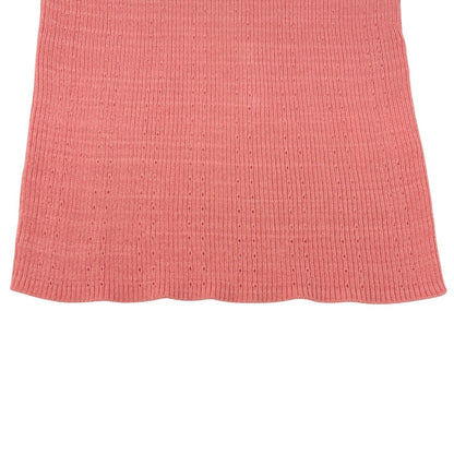 CHANEL Vintage 09P CC Logo Rib Knit T-shirt Top #40 Orange Cotton 902267