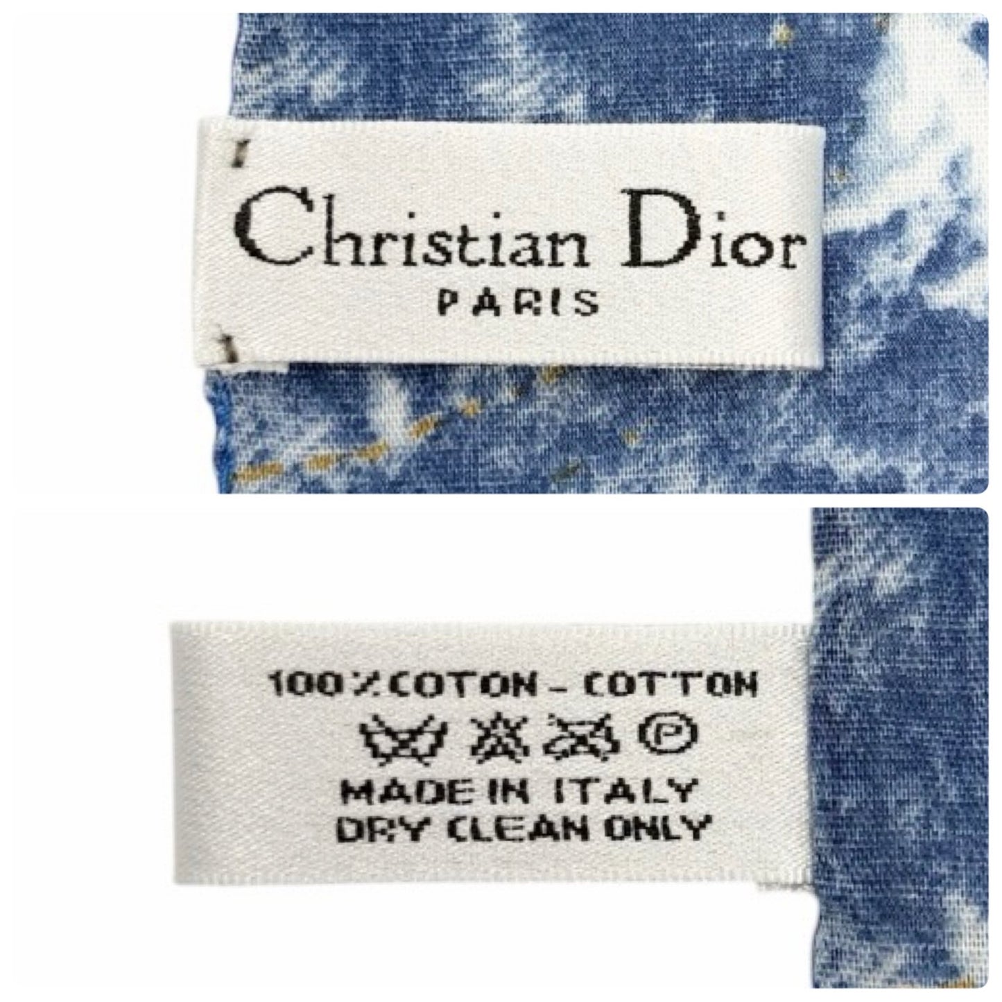Christian Dior Vintage 2001 Miss Diorella Denim Print Mini Scarf Blue 901844