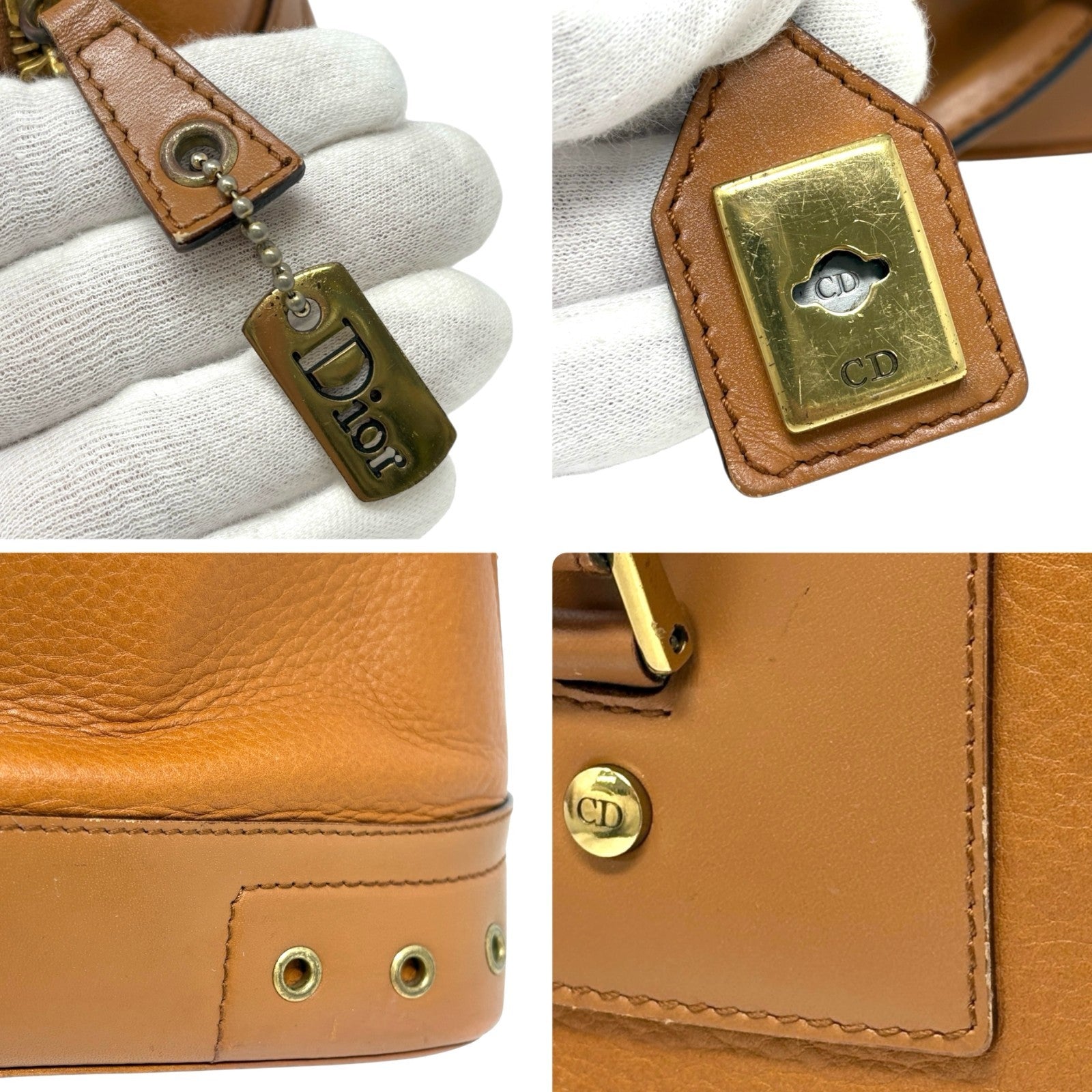 Christian Dior Vintage 2002 Logo Street Chic Uptown Tote Bag Brown Leather