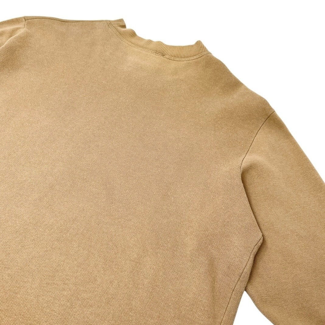 FENDI Vintage Big Logo Sweatshirt Top #38 Brown Cotton Velvet Long Sleeve