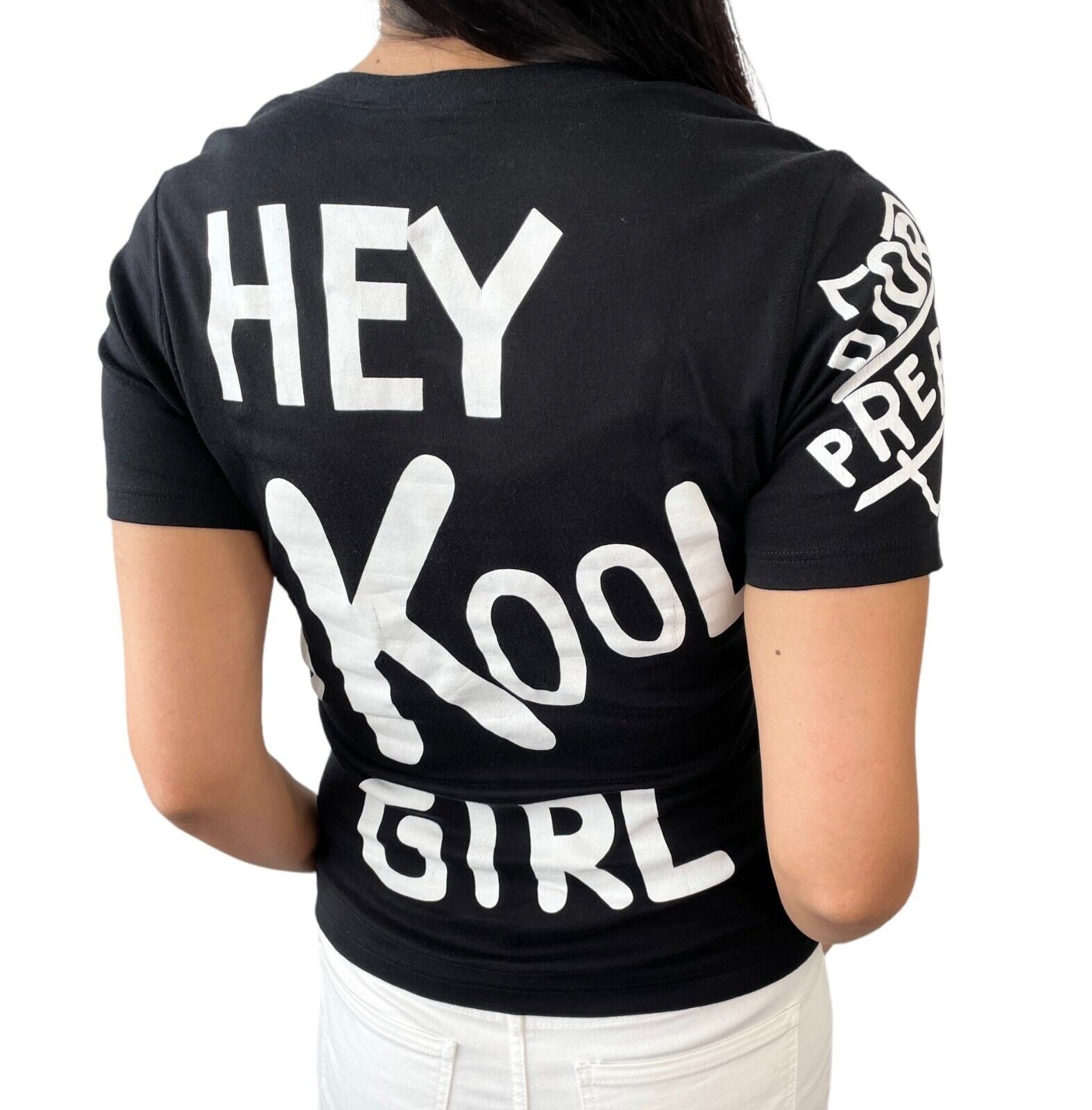 Christian Dior Vintage 2004 Big Logo T-shirts Top #40 Black White Cotton Heart