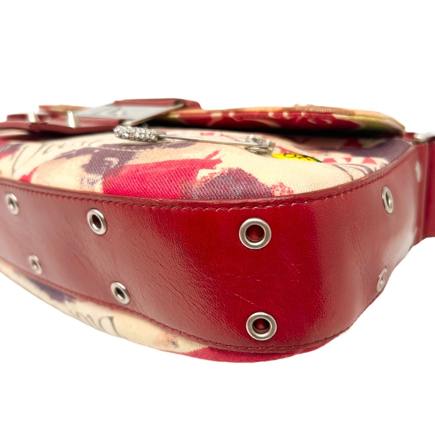 Christian Dior Vintage 2003 Logo Street Chic Columbus Victim Shoulder Bag Red