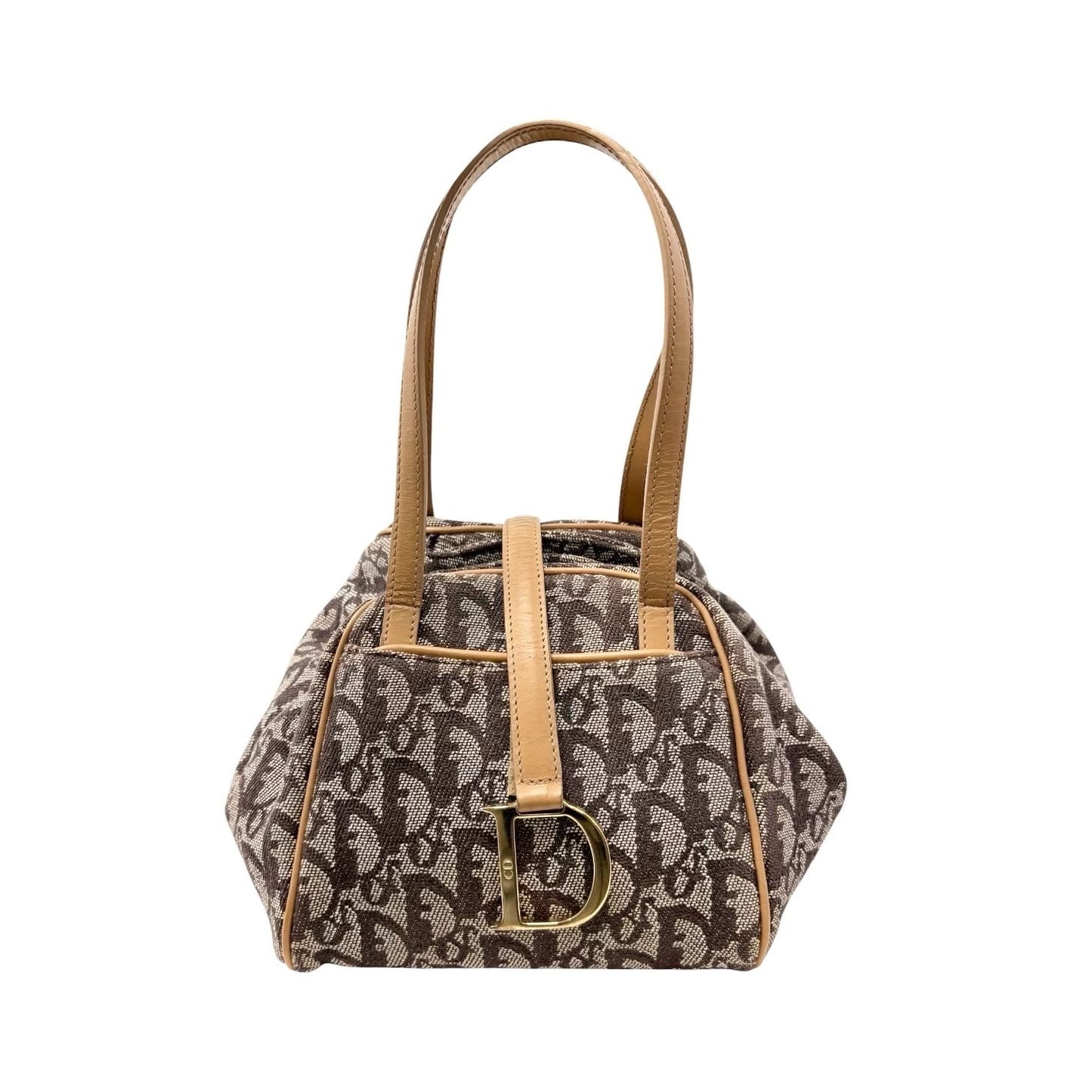 Christian Dior Vintage 2001 Trotter Monogram Mini D Charm Bag Handbag Beige