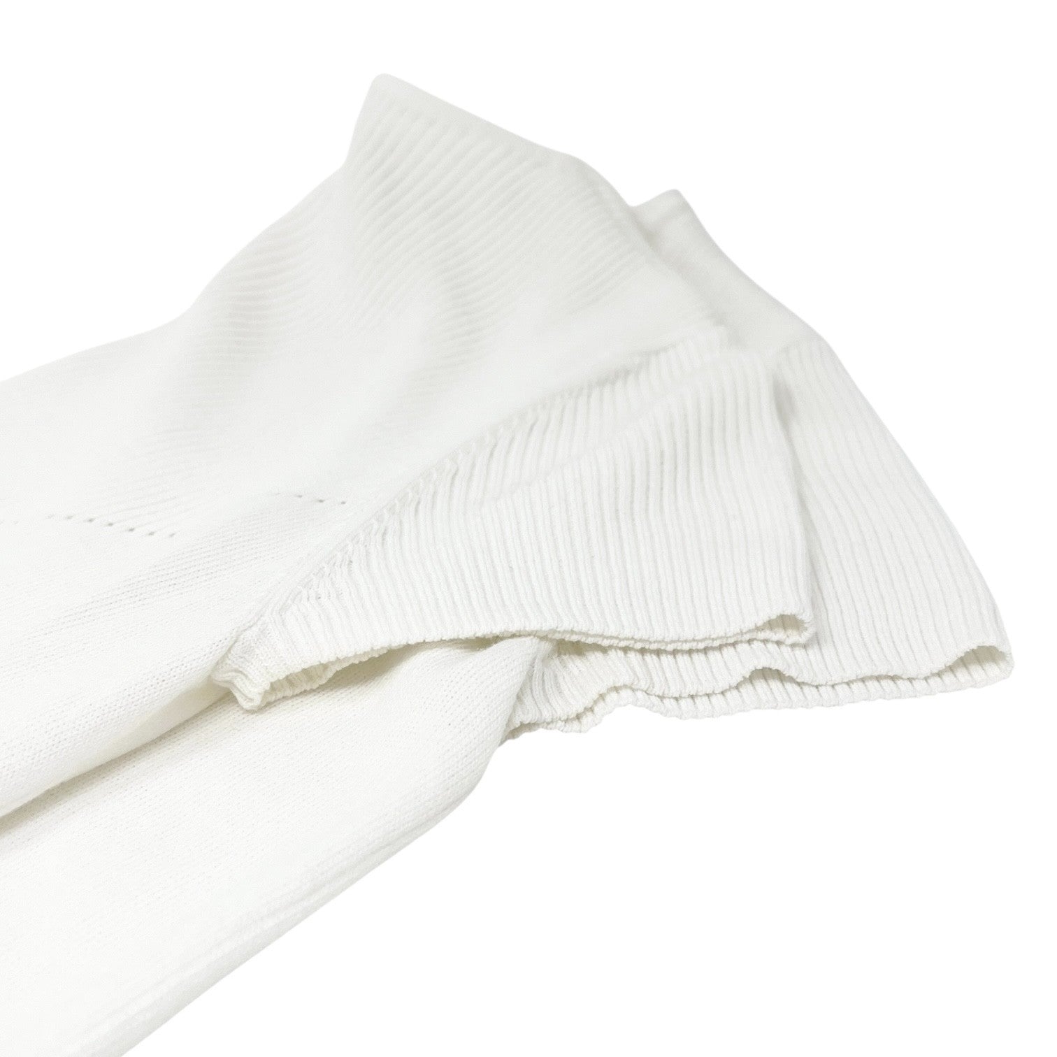 CHANEL Vintage 05P CC Mark Logo Rib Knit T-shirt Top #38 White Cotton